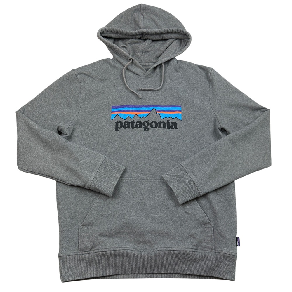 Patagonia Mens Uprisal Hoody P-6 Logo Pullover Sweatshirt Heather Grey M